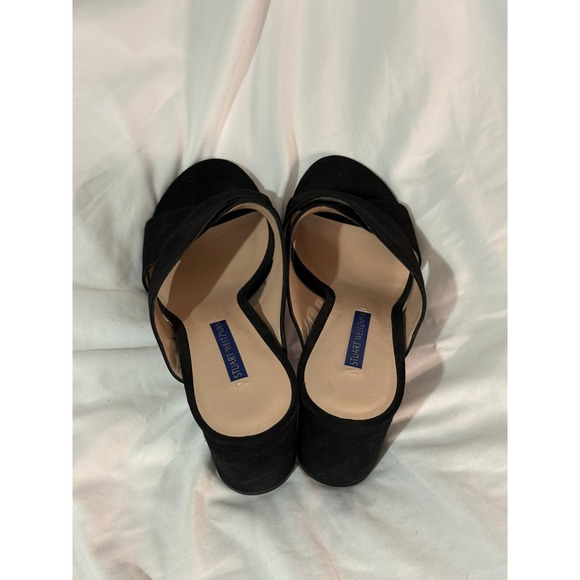 Stuart Weitzman Galene Black Suede Block Heel Mules Open Toe Sandals Spain 8.5 - Picture 3 of 10